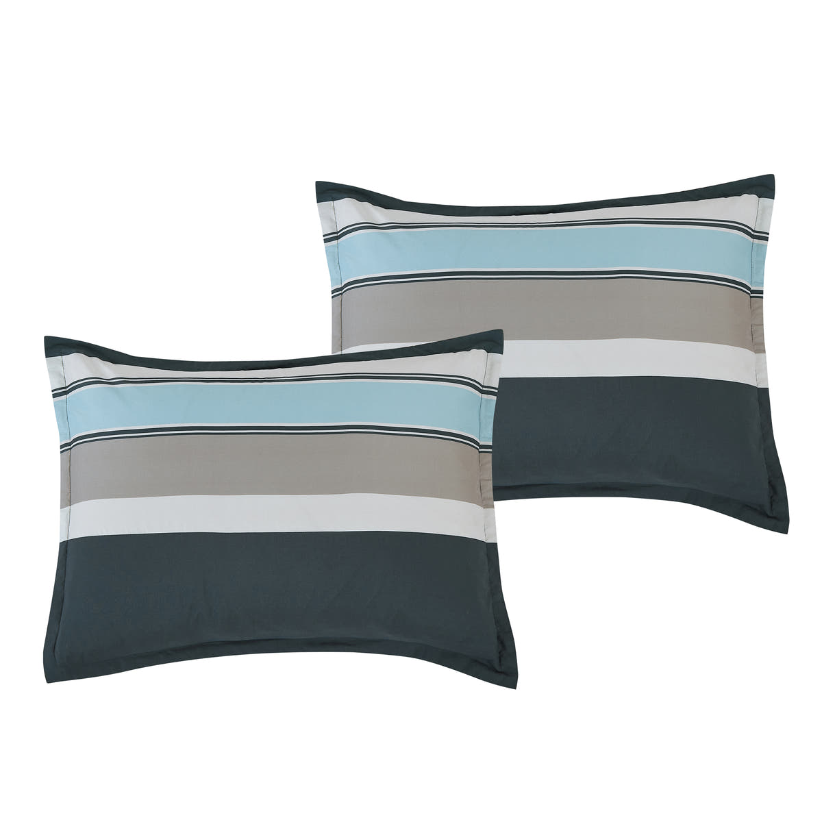 Teal Striped 7-Piece Comforter Set - pillow sham detail