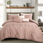 Blush Clip Jacquard 7-Piece Comforter Set - styled bedding set