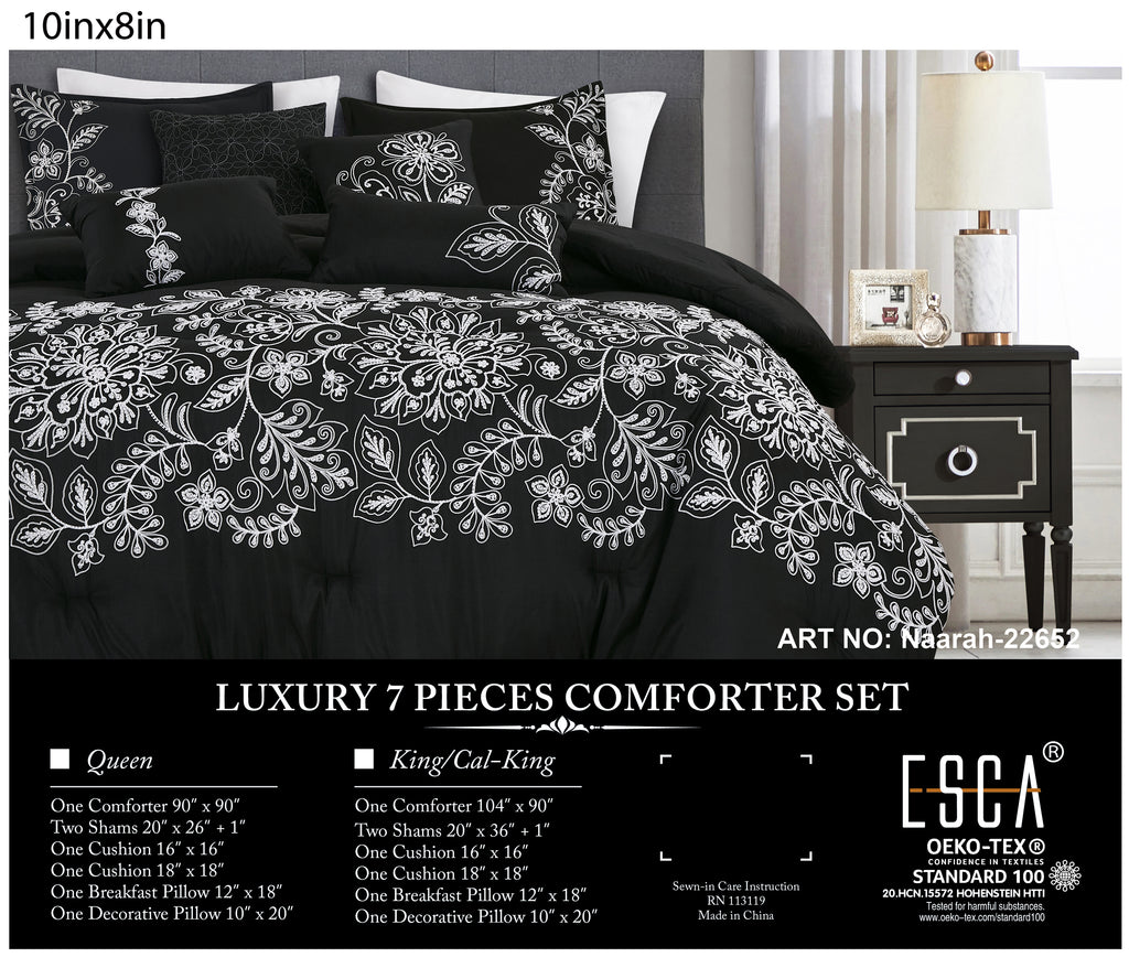 Black Scroll Embroidered 7-Piece Comforter Set - alternate product view 2