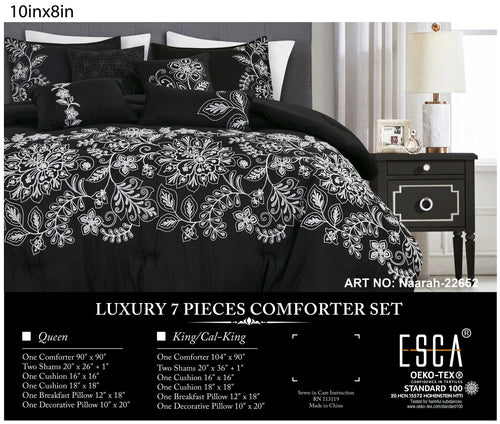 Black Scroll Embroidered 7-Piece Comforter Set - alternate product view 2