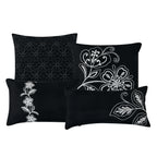 Black Scroll Embroidered 7-Piece Comforter Set - decorative pillow detail