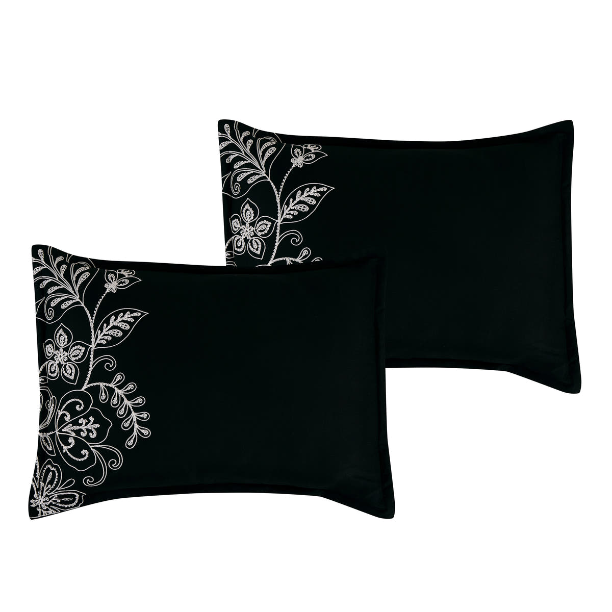Black Scroll Embroidered 7-Piece Comforter Set - pillow sham detail