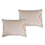 Taupe Scroll Embroidered 7-Piece Comforter Set - pillow sham detail