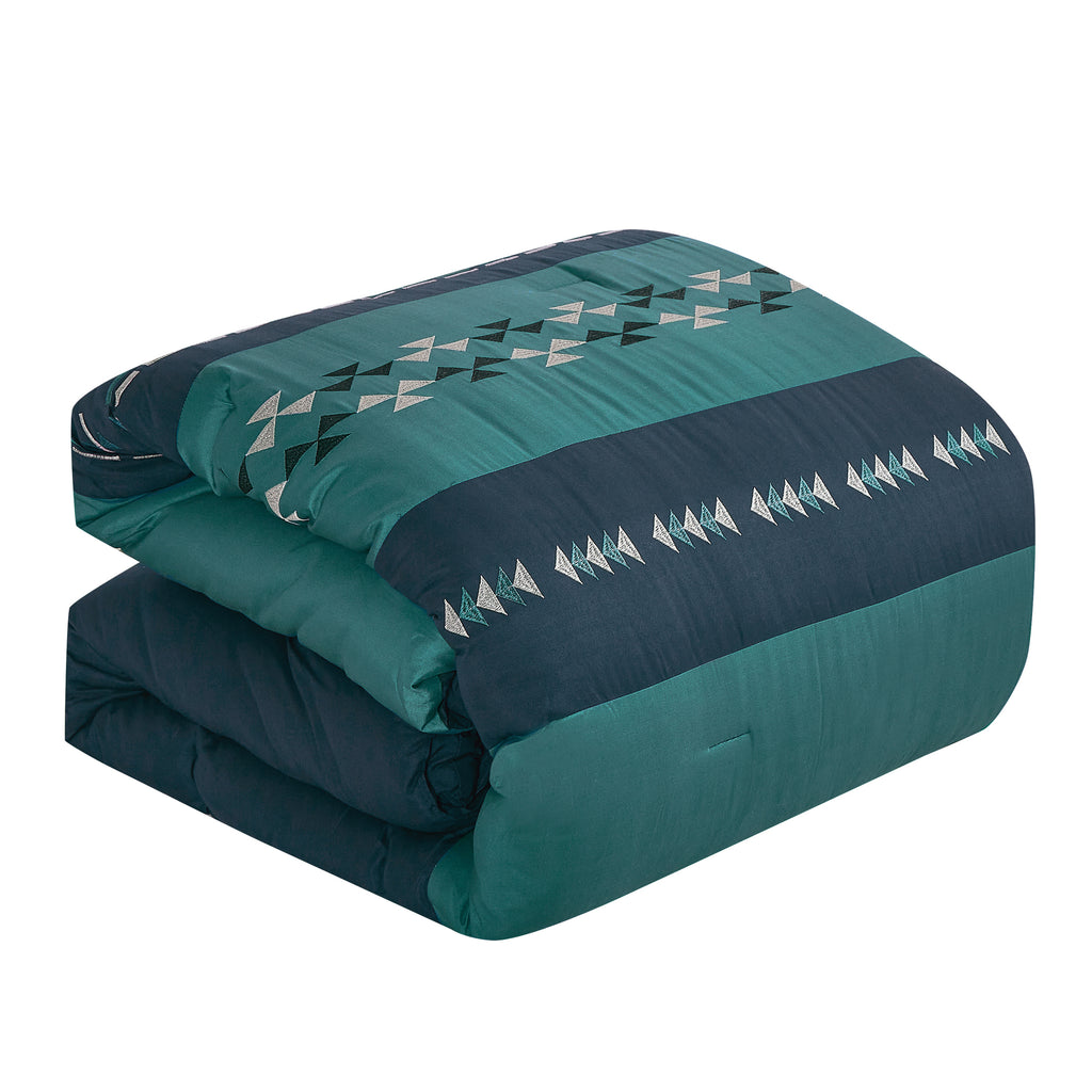 Teal Colorblock 7-Piece Comforter Set - comforter detail