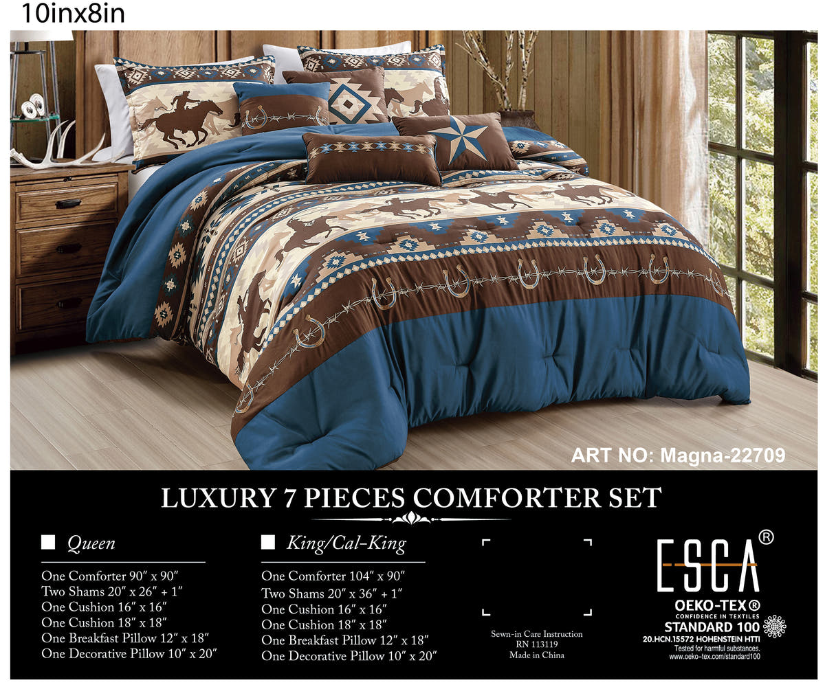 Brown and Teal Western 7-Piece Comforter Set - alternate product view 2