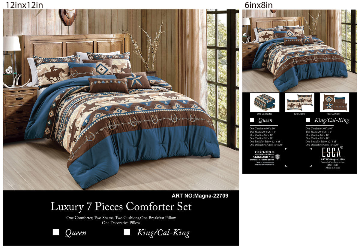 Brown and Teal Western 7-Piece Comforter Set - alternate product view 6
