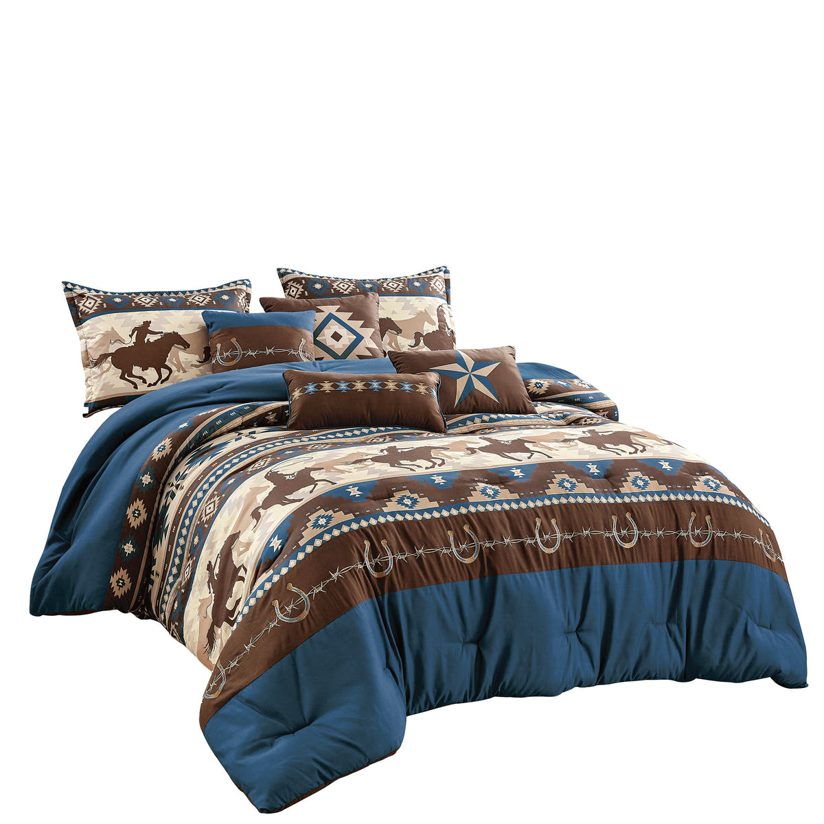 Brown and Teal Western 7-Piece Comforter Set - alternate product view 5