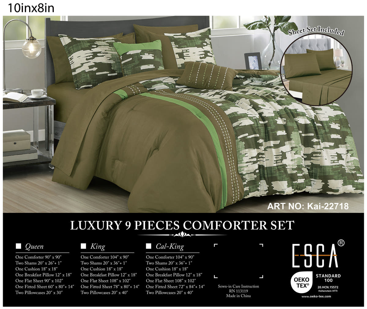 Olive Camouflage 9-Piece Comforter & Sheet Set - alternate product view 2