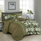 Olive Camouflage 9-Piece Comforter & Sheet Set - styled bedding set