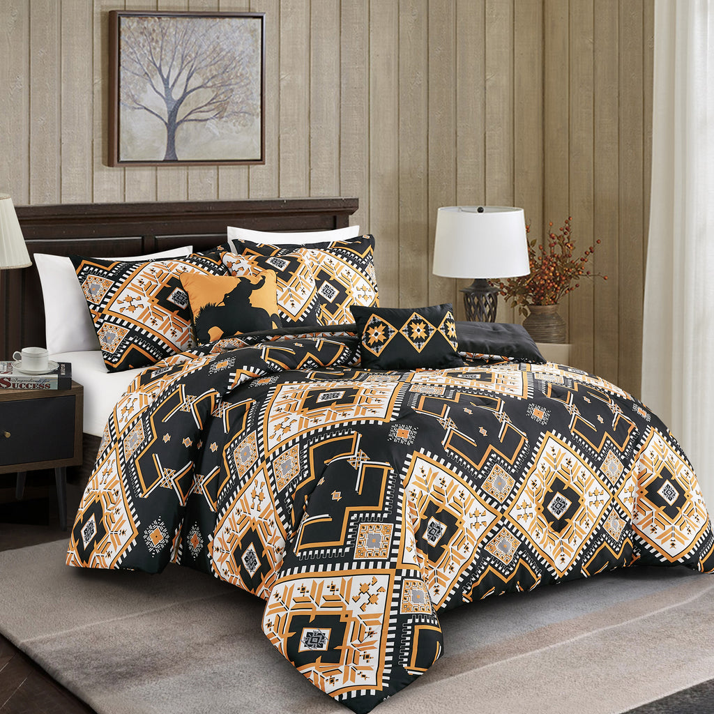Black & Gold Geometric 6-Piece Comforter Set detail 4