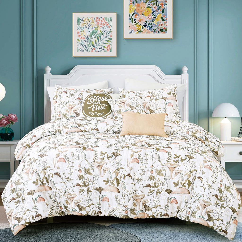 Cream Floral 6-Piece Comforter Set