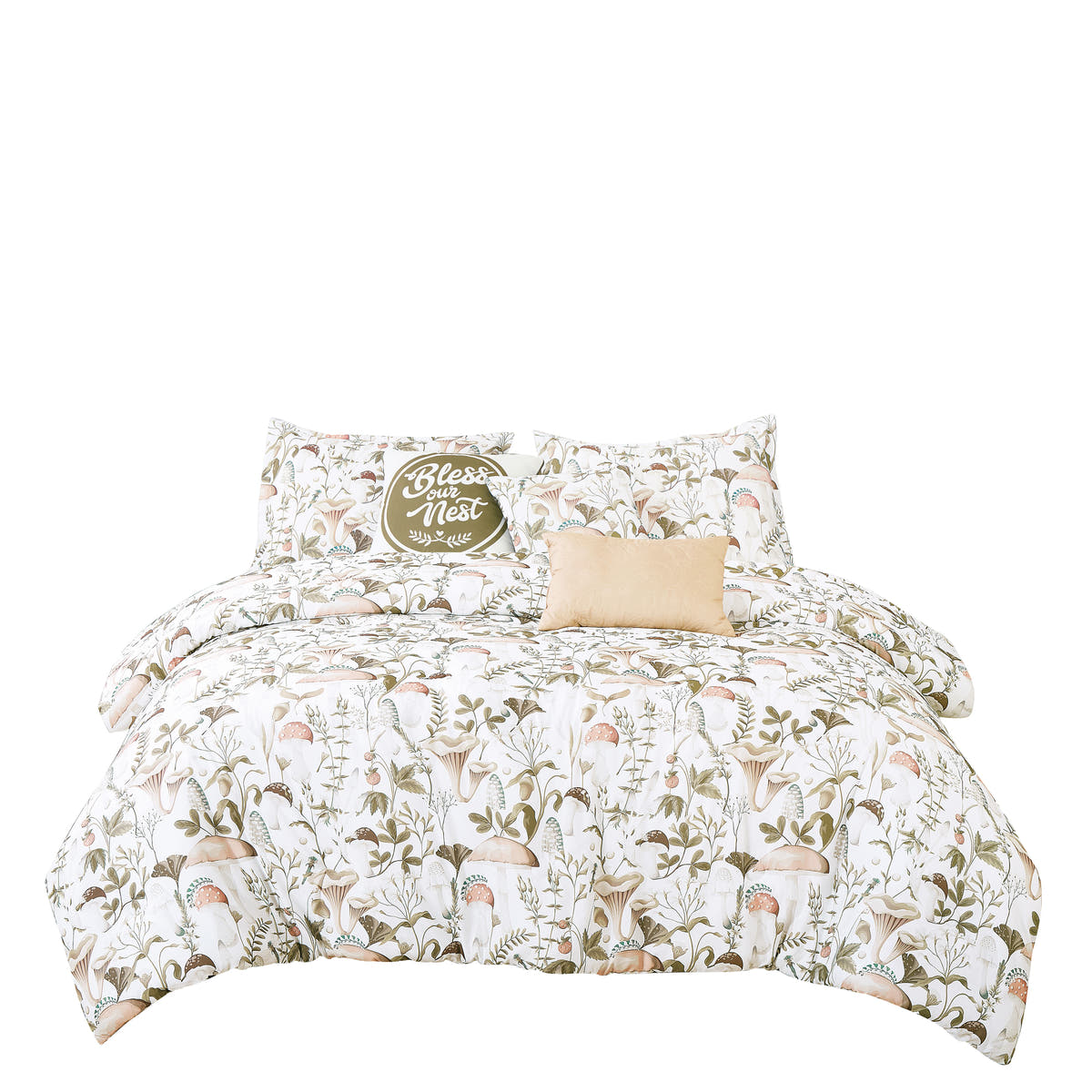 Cream Floral 6-Piece Comforter Set detail 6