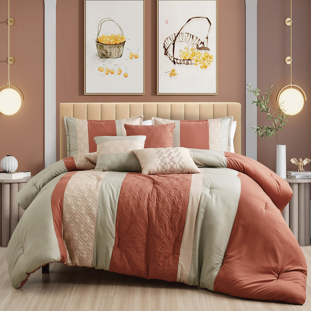 Blush Color Block 6-Piece Comforter Set detail 4