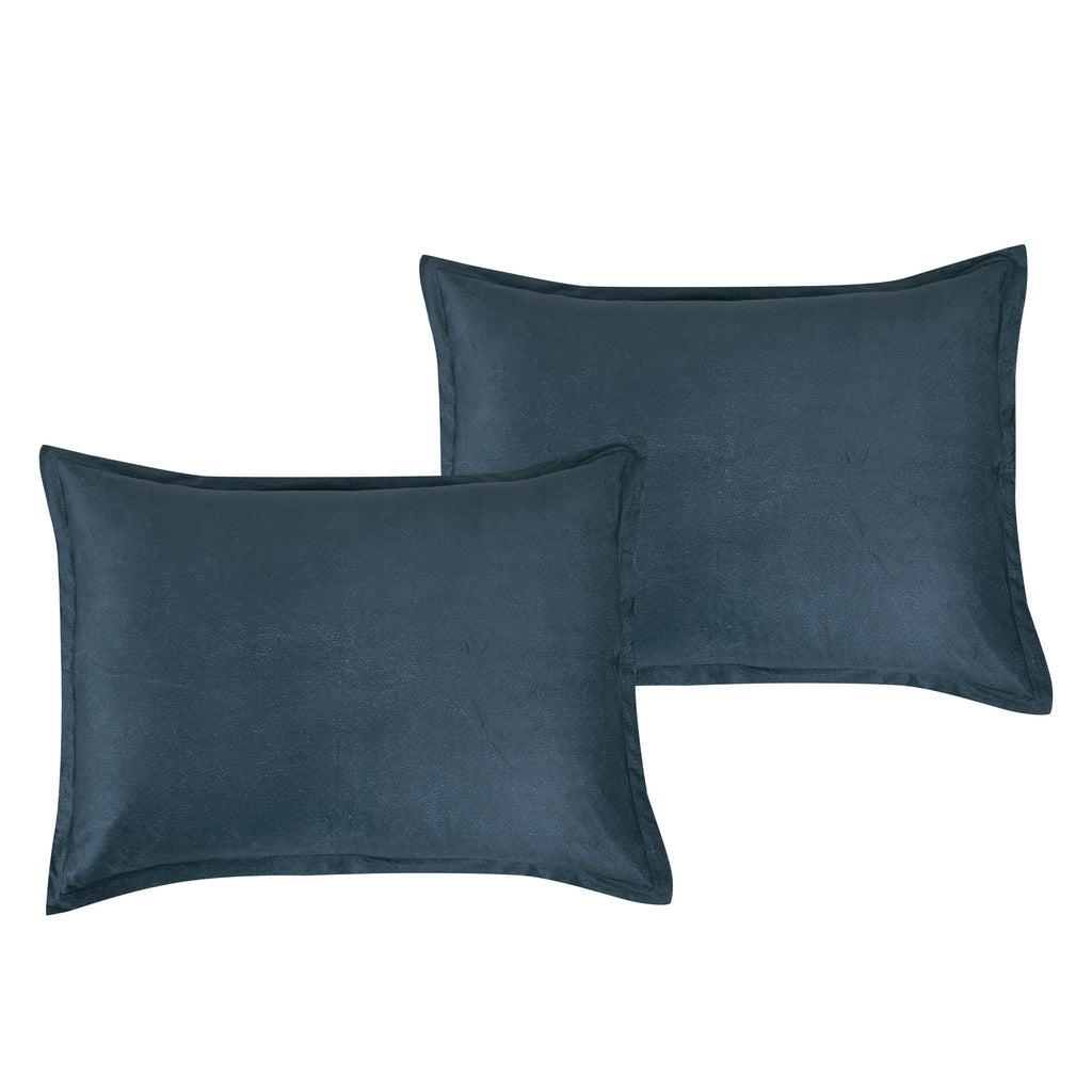 Matching pillow shams from the Luxurious Navy Tufted 5-Piece Comforter and Throw Blanket Set