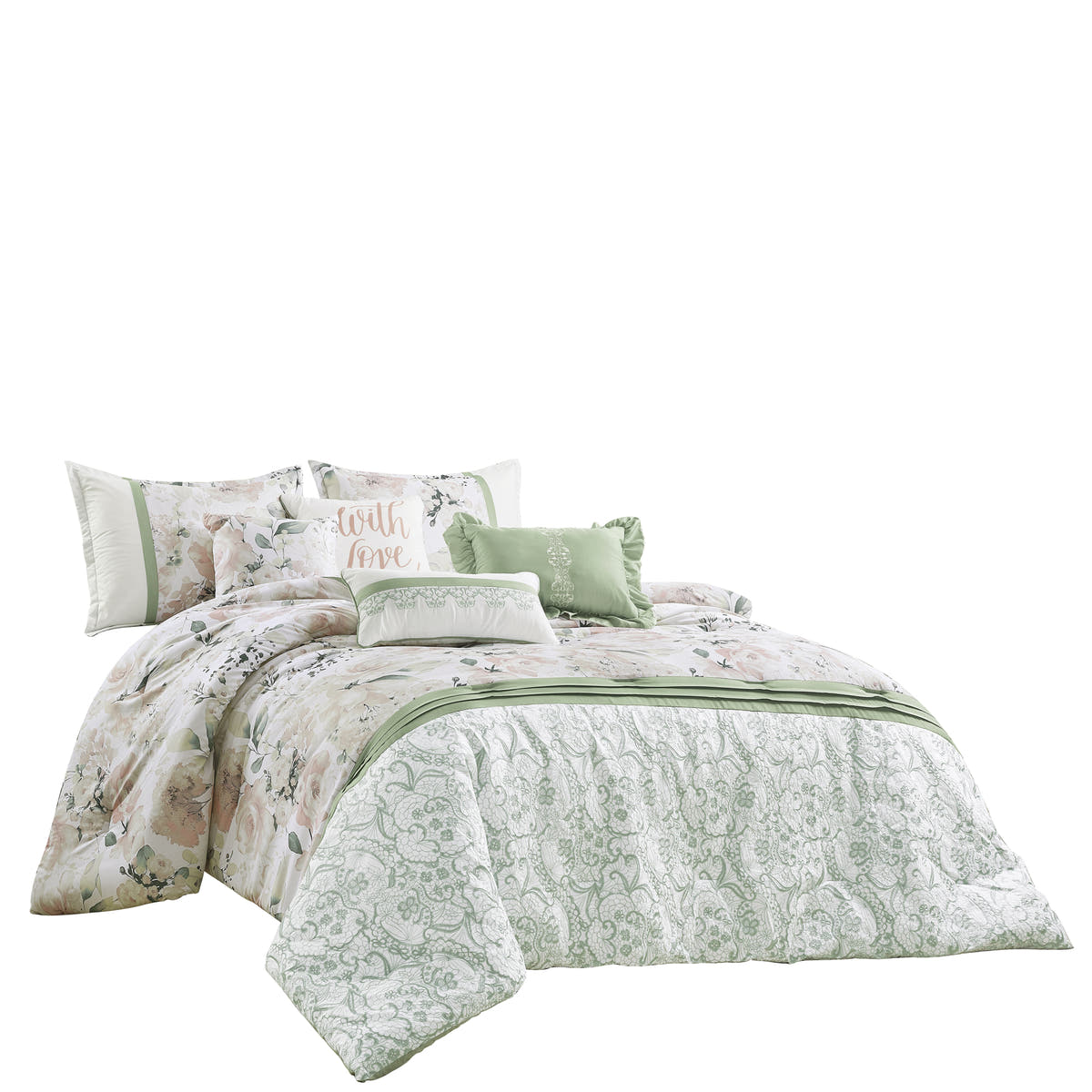 floral 7-piece comforter set, alternate product view