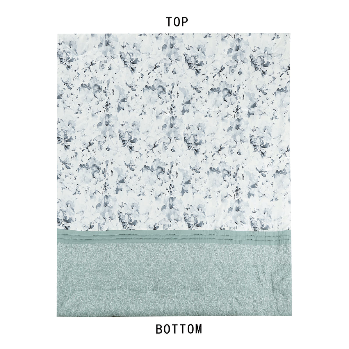 Alternate view of the Soft Mint Green and Grey Watercolor Floral Comforter Set