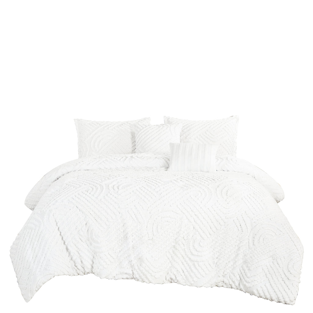 White Tufted 5-Piece Comforter Set detail 4