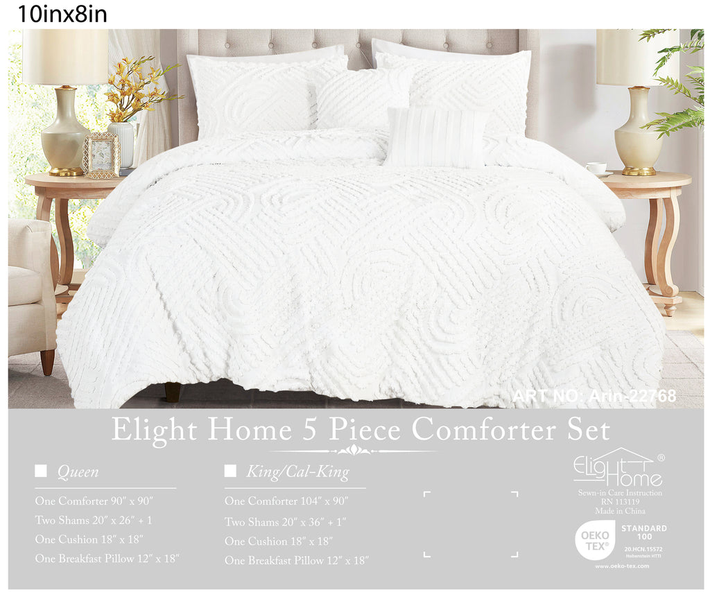 White Tufted 5-Piece Comforter Set detail 6