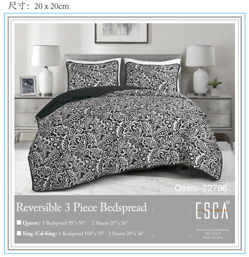 Black & White Botanical 3-Piece Bedspread Set - alternate product view 2