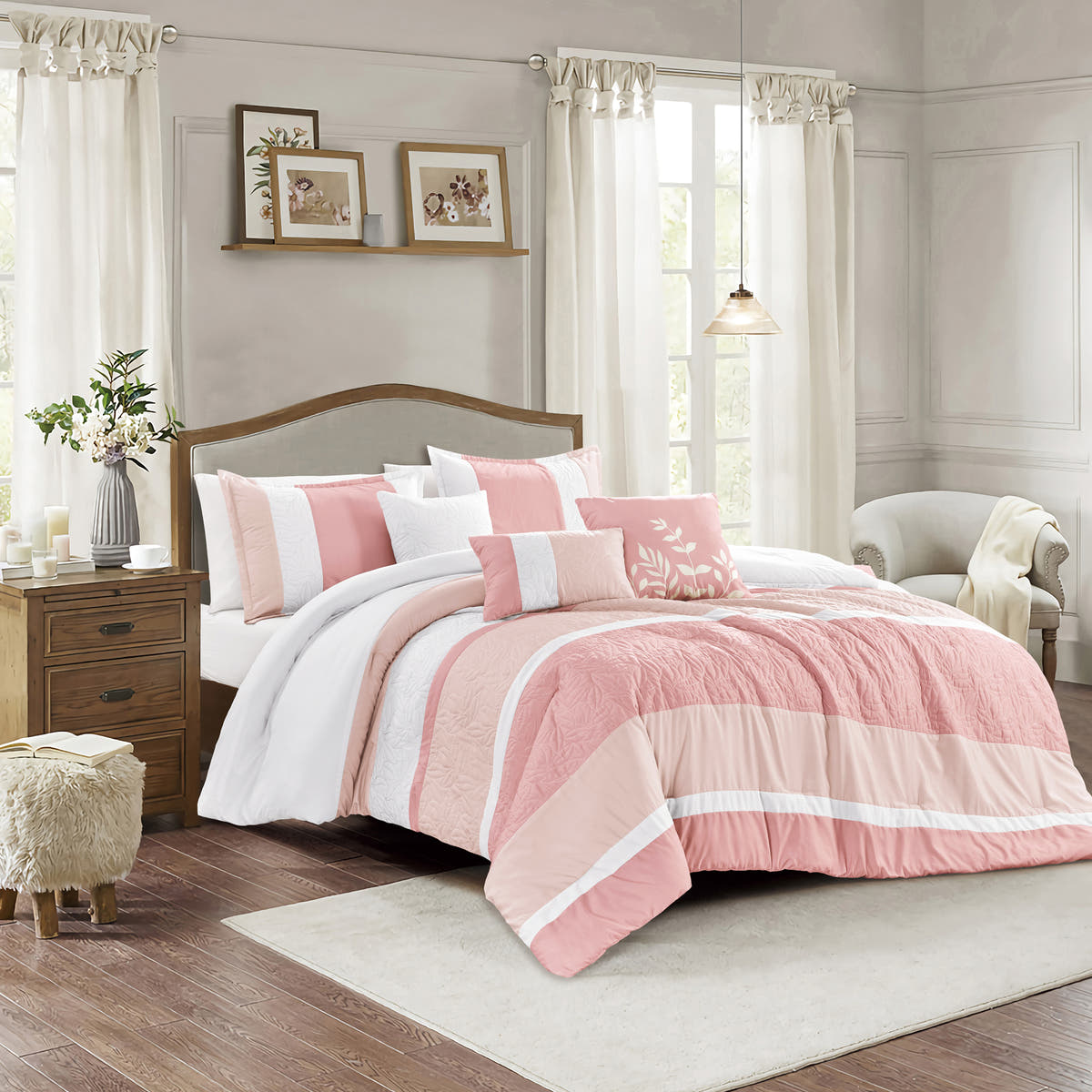 Blush Geometric 6-Piece Comforter Set detail 3