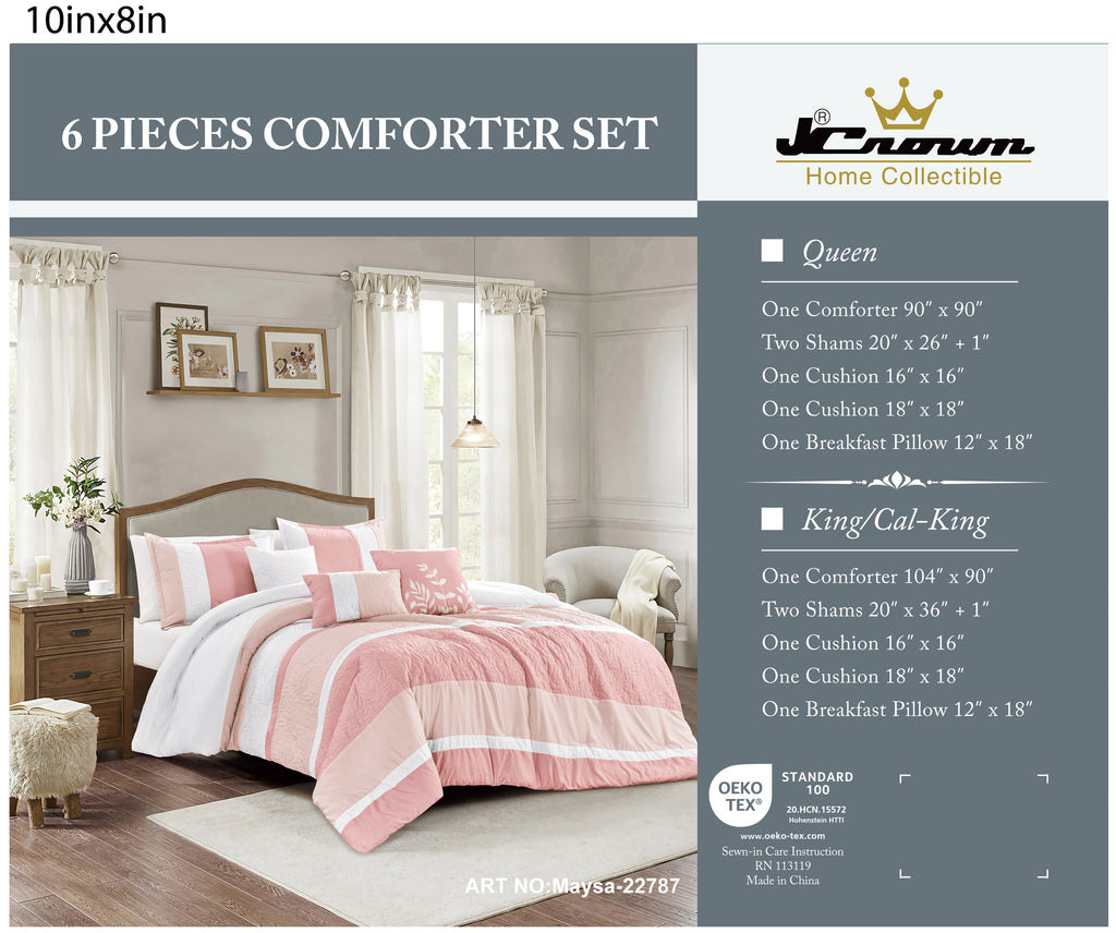 Blush Geometric 6-Piece Comforter Set detail 6