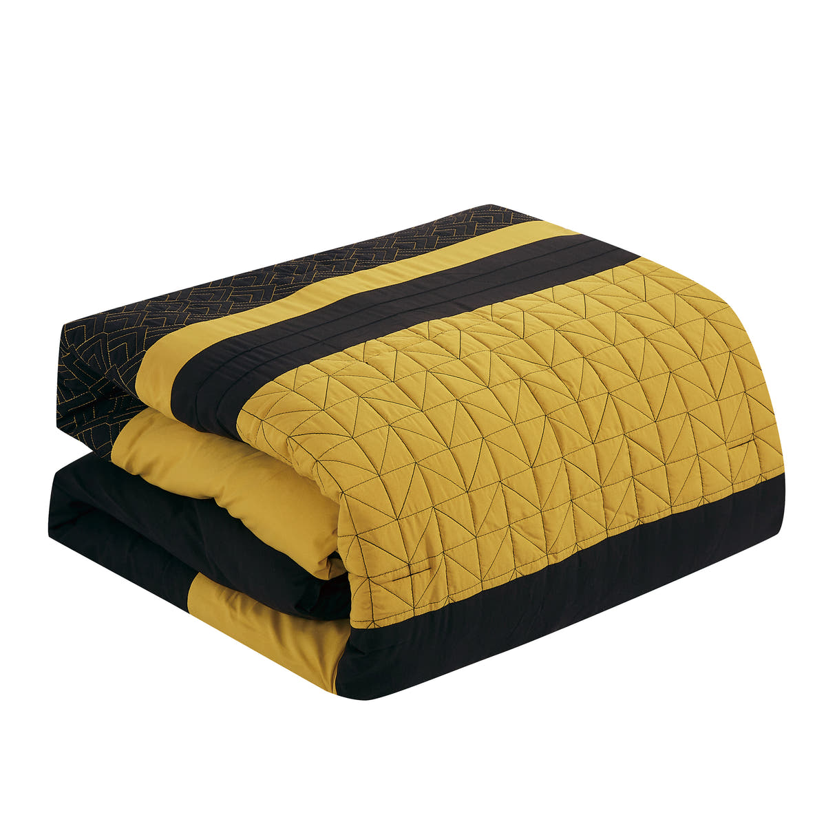 Black & Gold Color Block 6-Piece Comforter Set detail 1