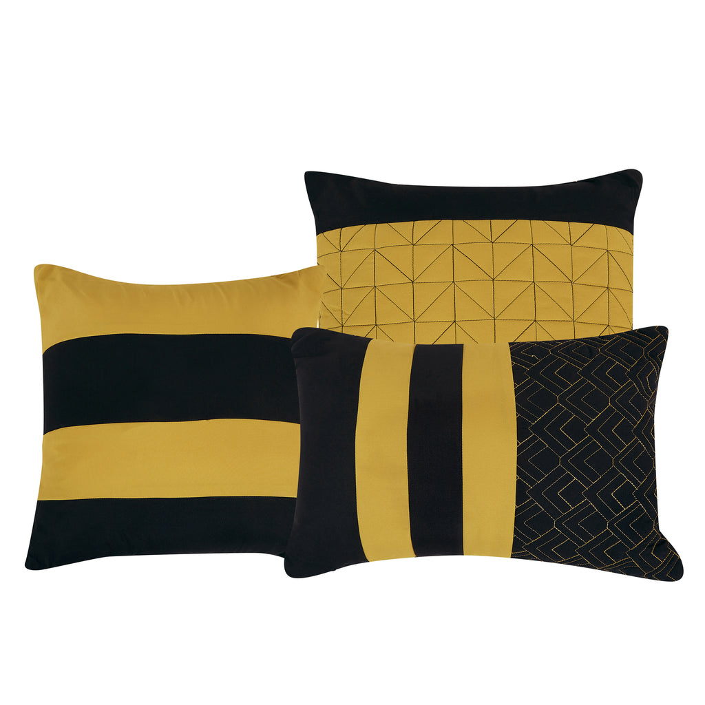 Black & Gold Color Block 6-Piece Comforter Set detail 2