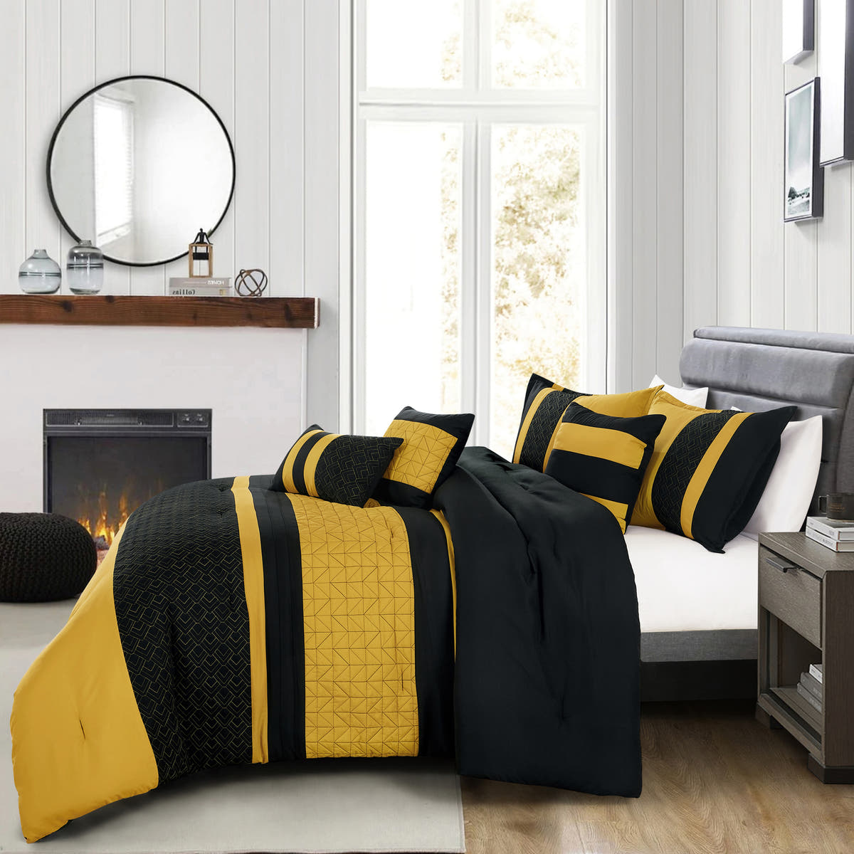Black & Gold Color Block 6-Piece Comforter Set detail 4
