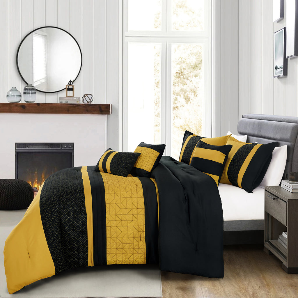 Black & Gold Color Block 6-Piece Comforter Set detail 4