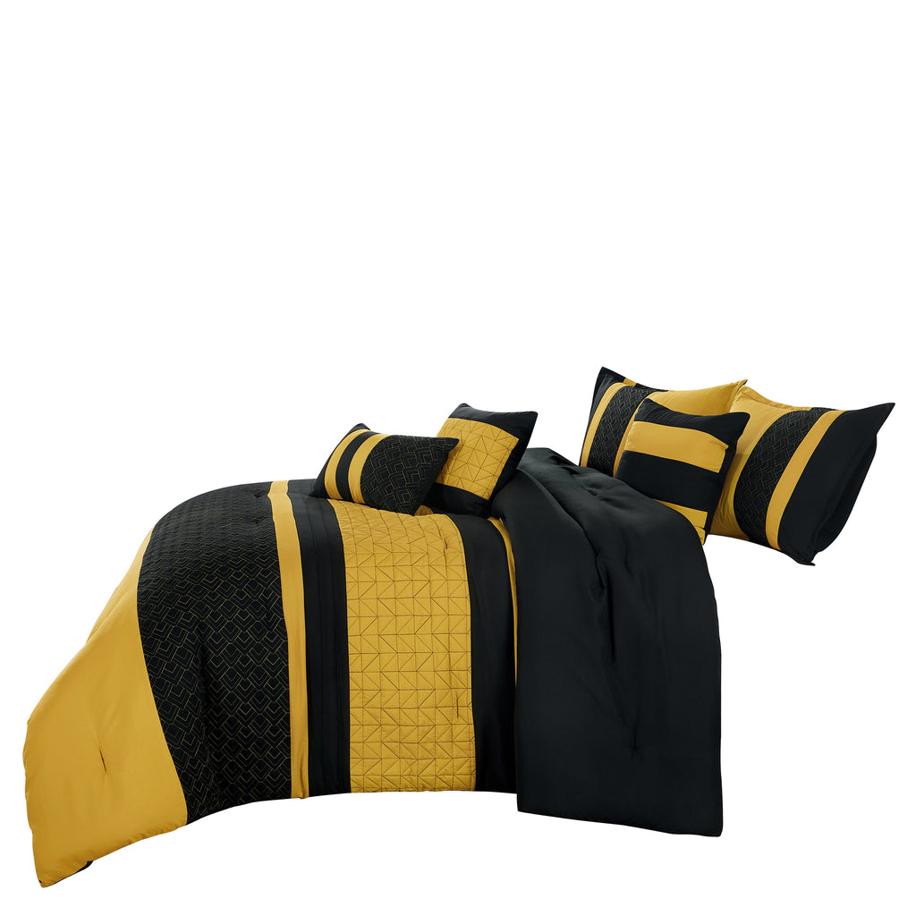 Black & Gold Color Block 6-Piece Comforter Set detail 5