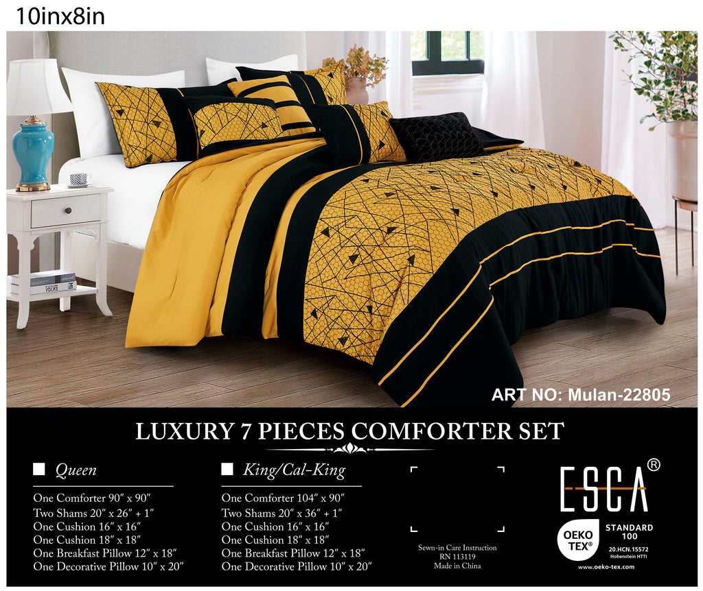 Yellow and Black Geometric 7-Piece Comforter Set - alternate product view 2