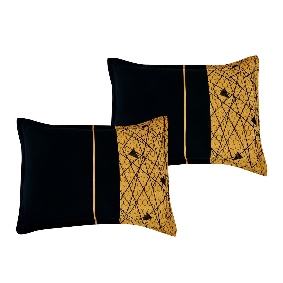 Yellow and Black Geometric 7-Piece Comforter Set - pillow sham detail