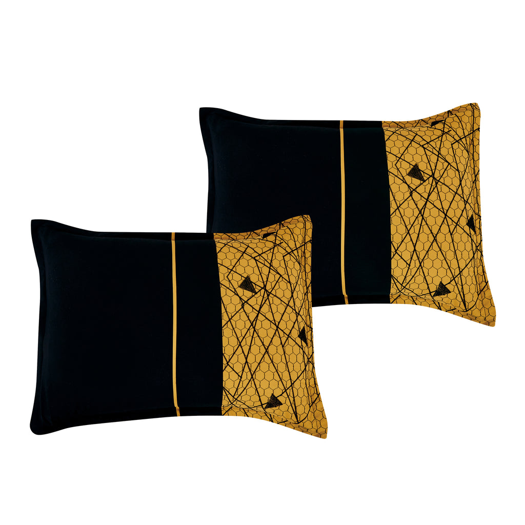 Yellow and Black Geometric 7-Piece Comforter Set - pillow sham detail