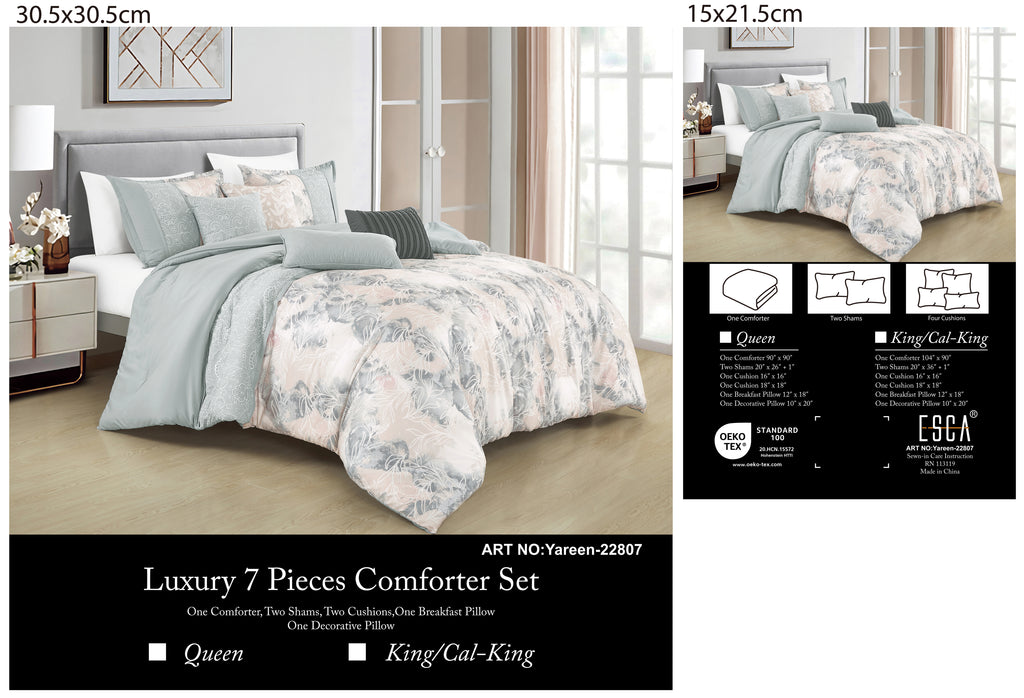 Sage Green Floral 7-Piece Comforter Set - alternate product view 7