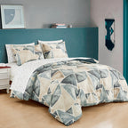 Modern Abstract Geometric 7-Piece Comforter and Sheet Set, styled on a made bed