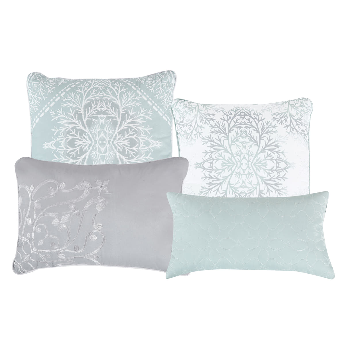Mint Paisley 7-Piece Comforter Set - decorative pillow detail