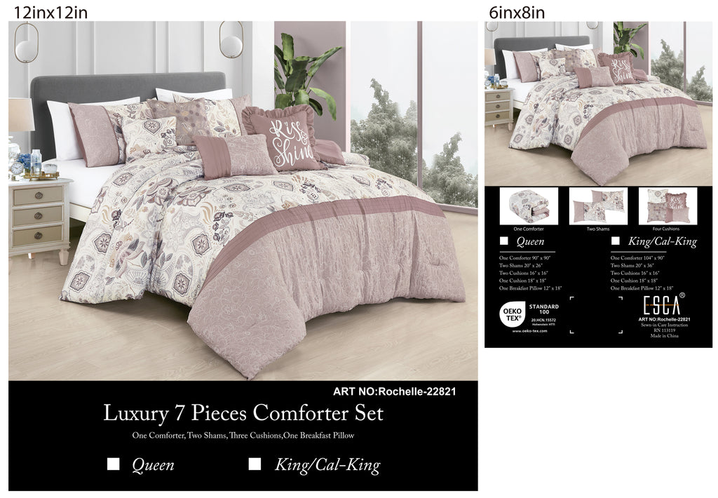Mauve Floral 7-Piece Comforter Set - alternate product view 6