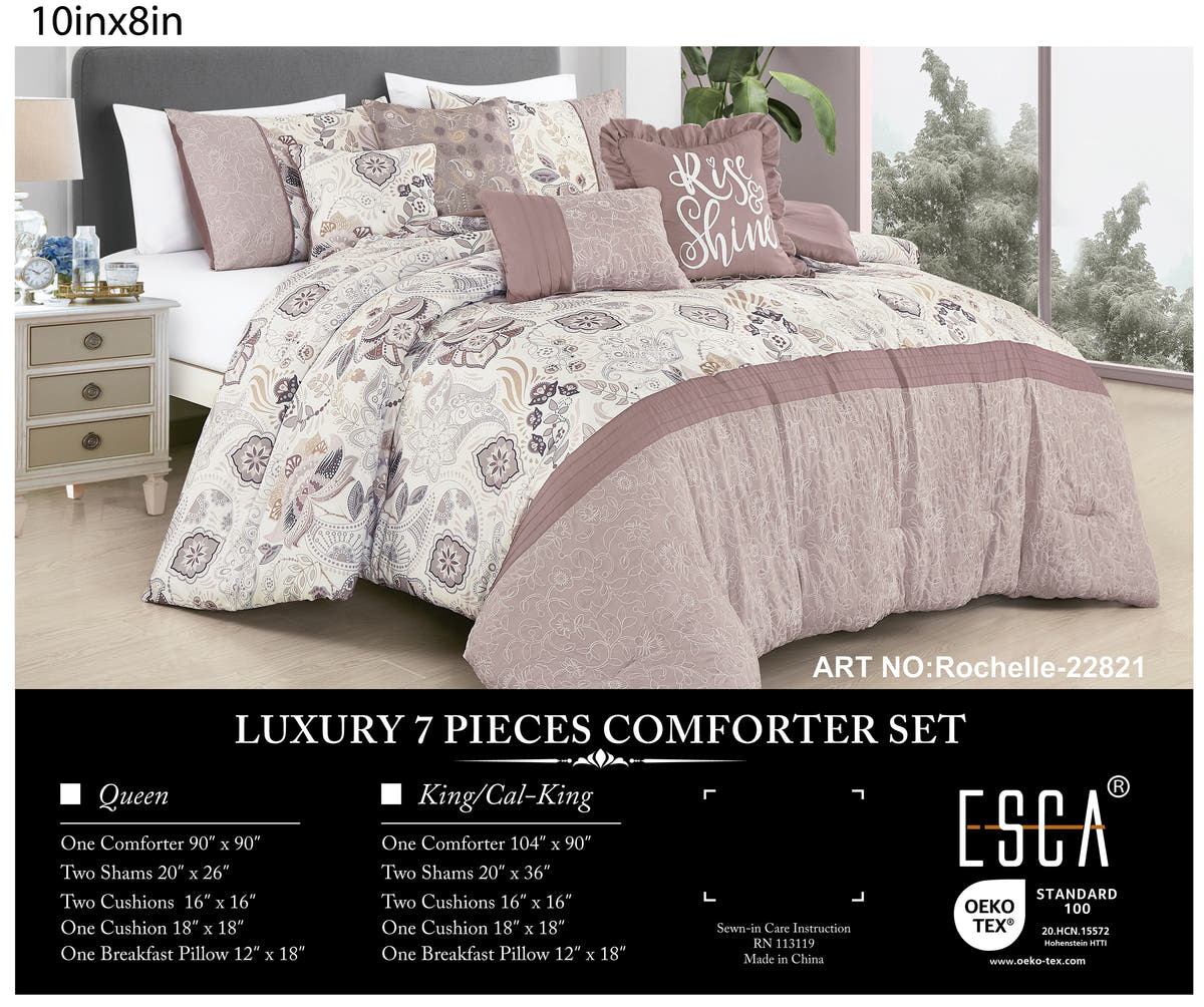 Mauve Floral 7-Piece Comforter Set - alternate product view 2