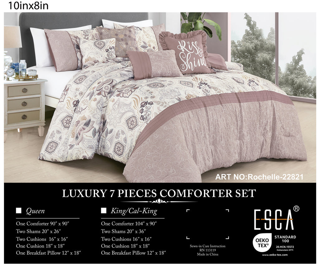 Mauve Floral 7-Piece Comforter Set - alternate product view 2