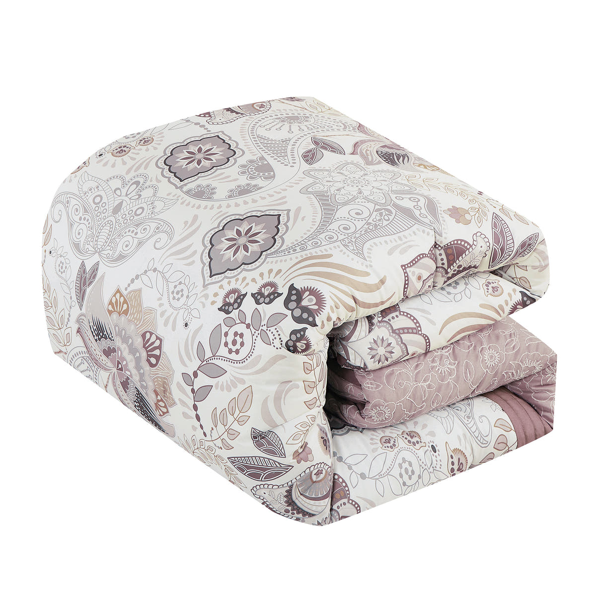 Mauve Floral 7-Piece Comforter Set - comforter detail