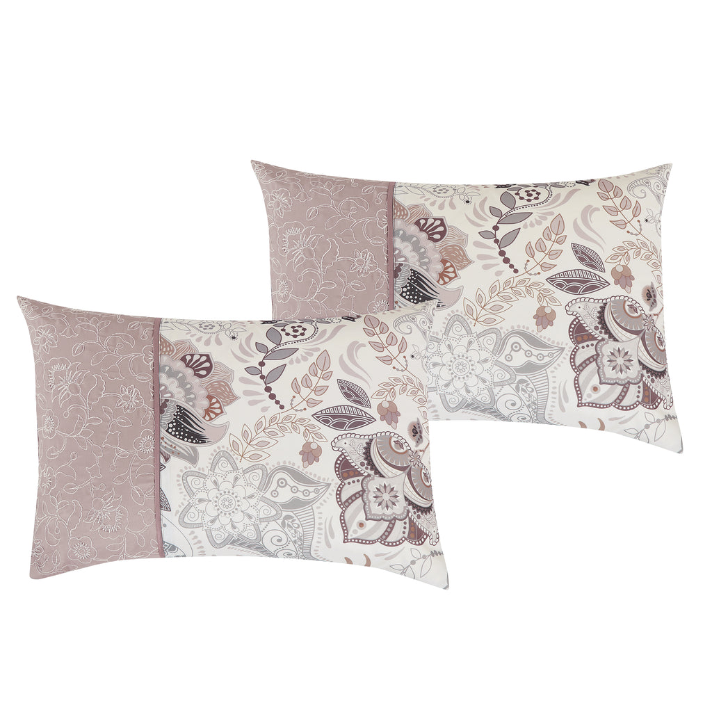Mauve Floral 7-Piece Comforter Set - pillow sham detail
