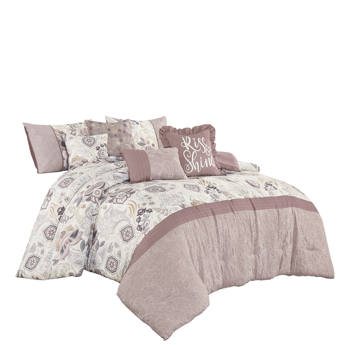 Mauve Floral 7-Piece Comforter Set - alternate product view 5
