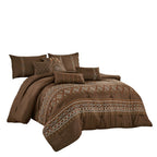 Brown Geometric Embroidered 7-Piece Comforter Set - alternate product view 3