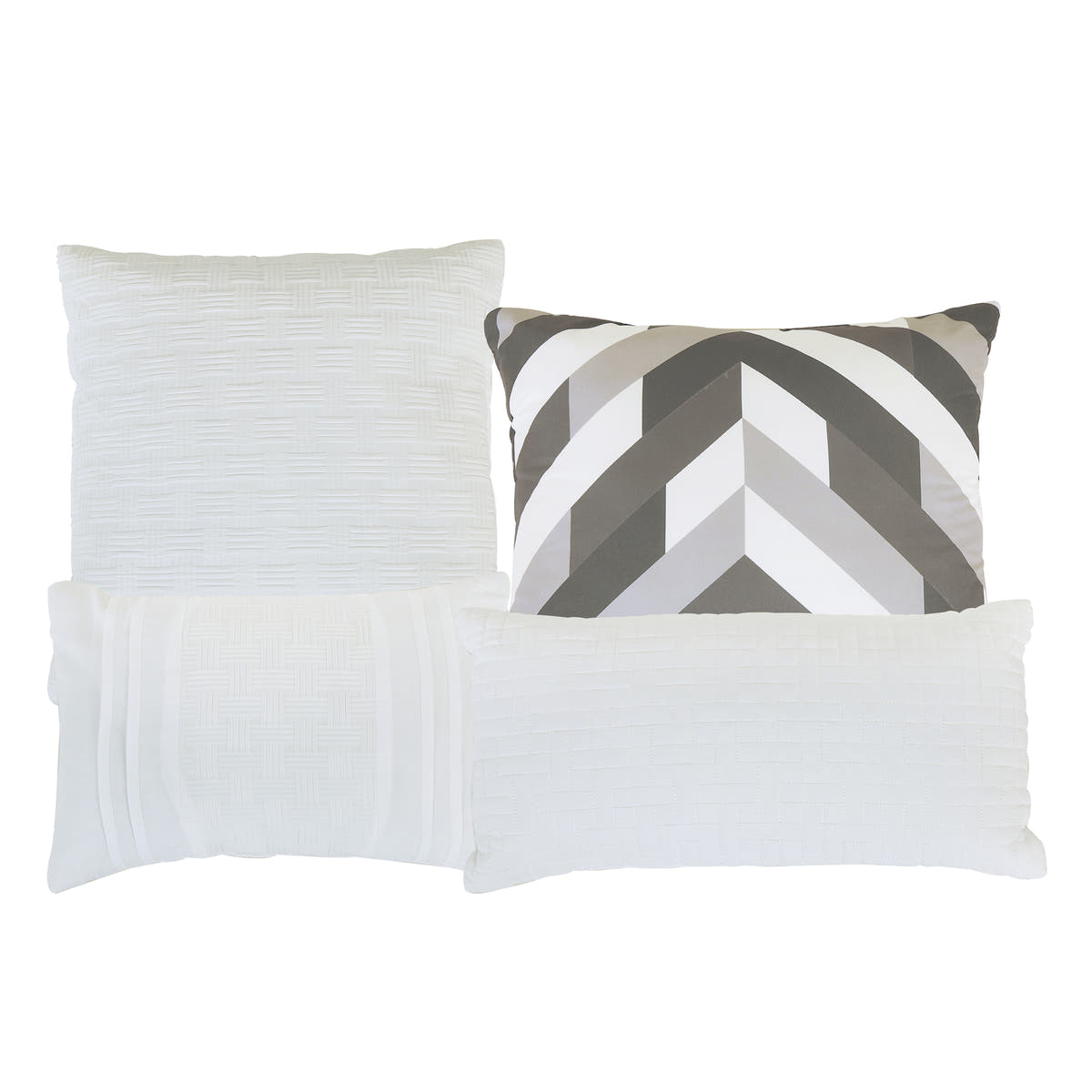 White Textured 7-Piece Comforter Set - decorative pillow detail