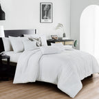 White Textured 7-Piece Comforter Set - styled bedding set