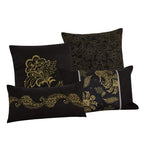 Black and Gold Paisley 7-Piece Comforter Set - decorative pillow detail