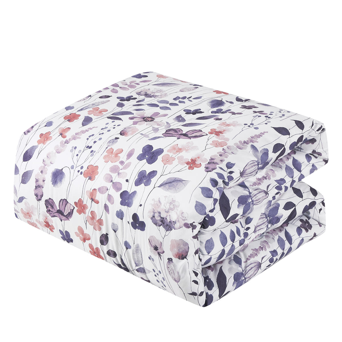 Comforter detail from the Modern Botanical Purple and Pink 7-Piece Complete Bedding Ensemble