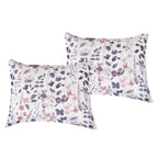 Matching pillow shams from the Modern Botanical Purple and Pink 7-Piece Complete Bedding Ensemble