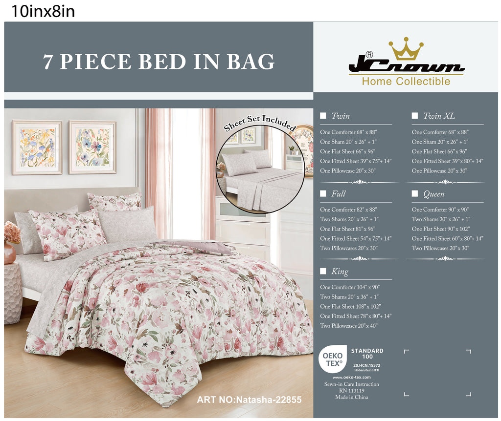 Blush Floral 7-Piece Comforter Set detail 6