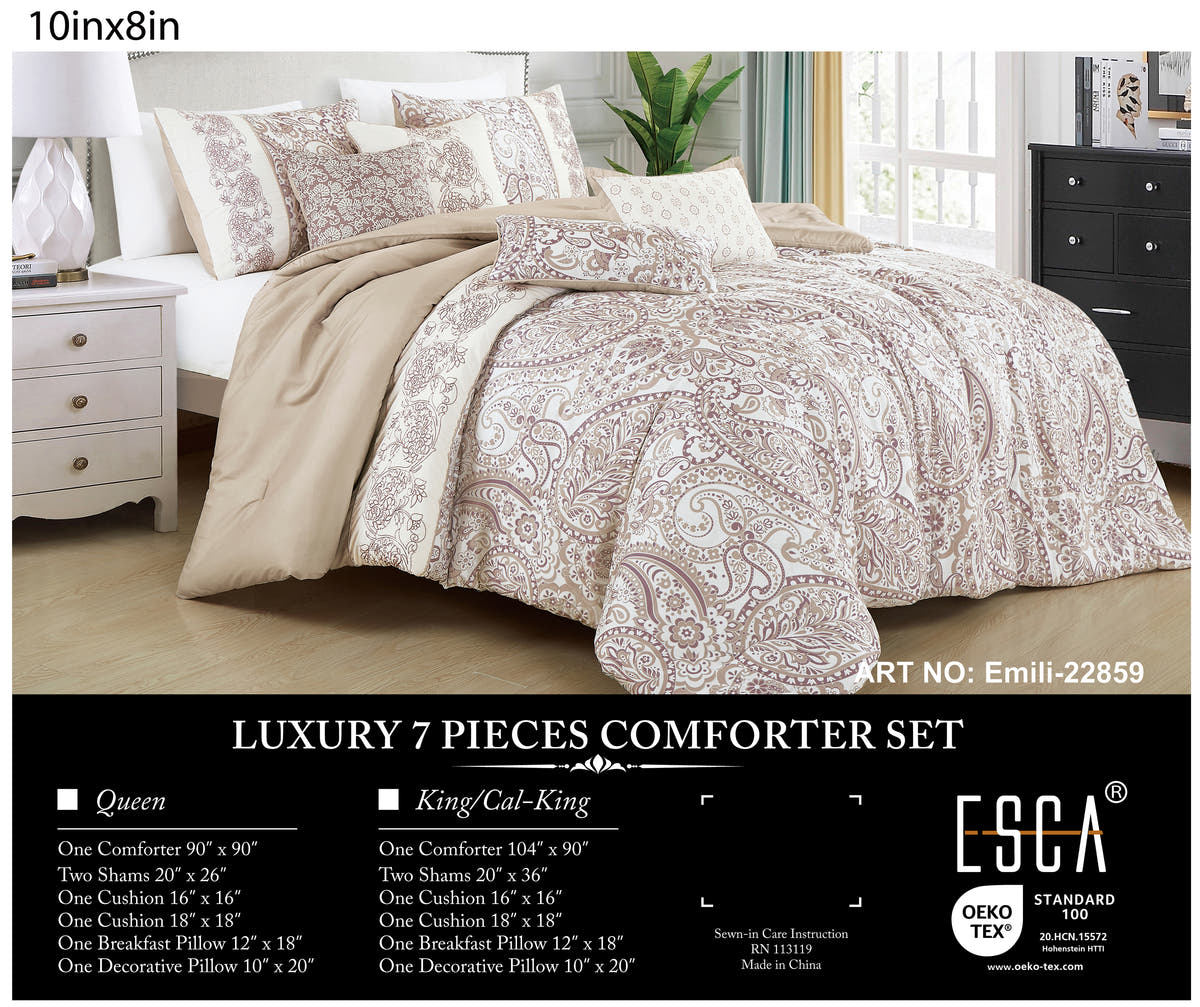 Beige Paisley 7-Piece Comforter Set - alternate product view 2